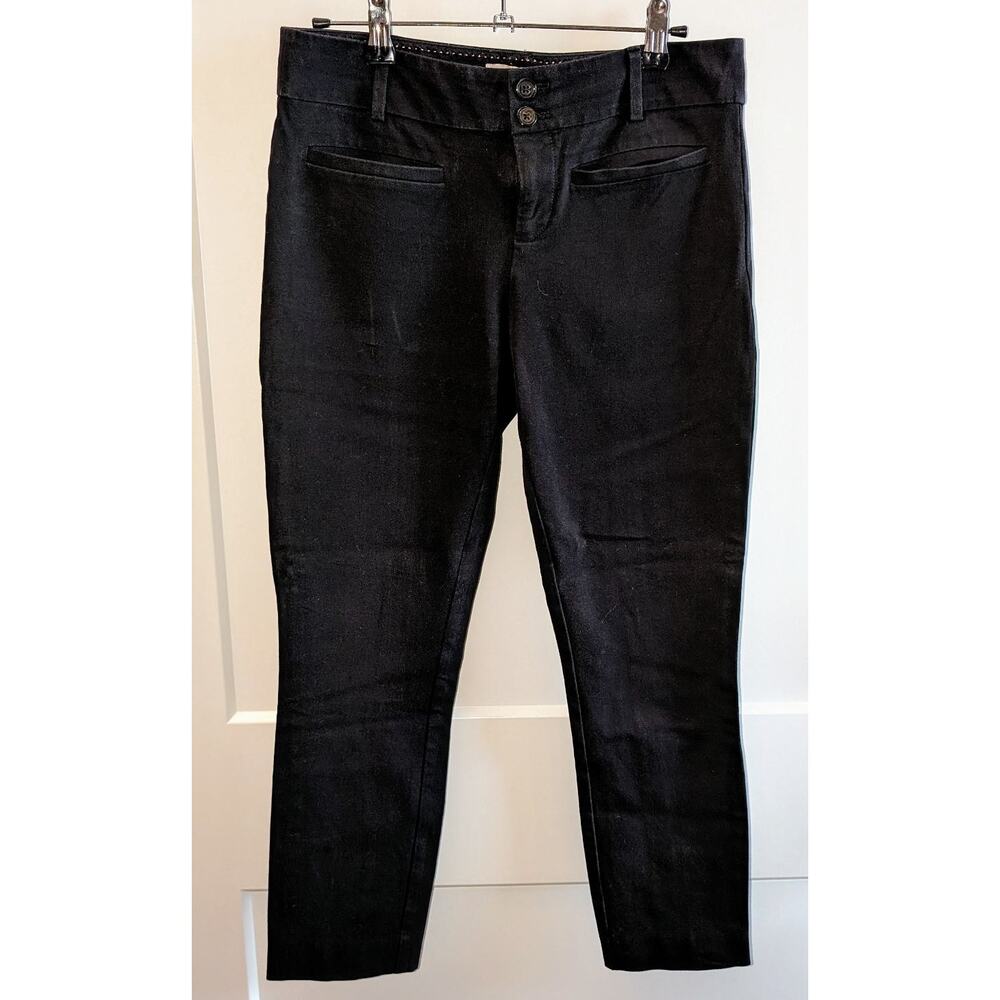 Anthropologie The Essential Slim Black Cotton Rayon Blend Ankle Pants Sz 4